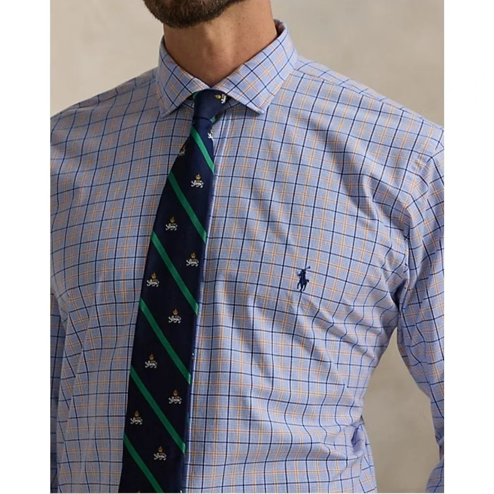 Polo Ralph Lauren Dress Shirt Blue Orange Plaid Big & Tall Men's Size 3XB NWT